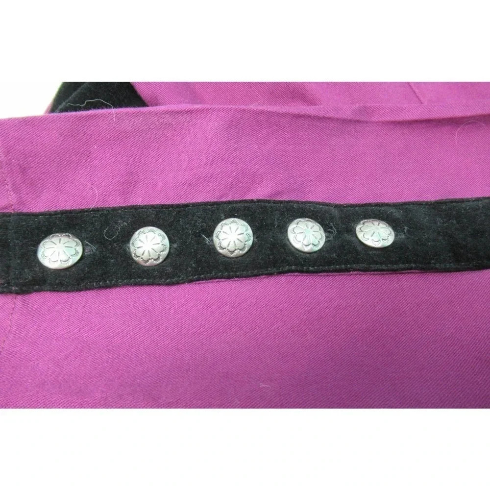 Vintage Wrangler Silver Lake Velvet Cotton Button Down Blouse Sz XL Plum Black - Picture 4 of 6